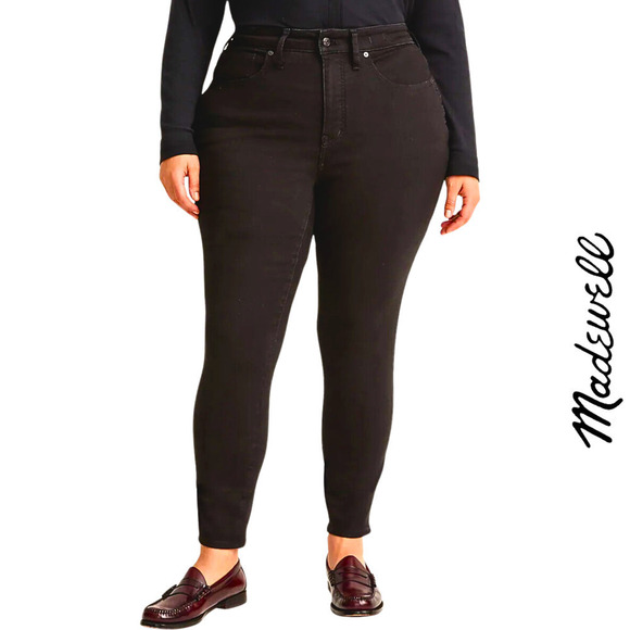 Madewell NWT 10-Inch High-Rise Skinny Stretch Black Jeans Plus Size 20W - Picture 1 of 14